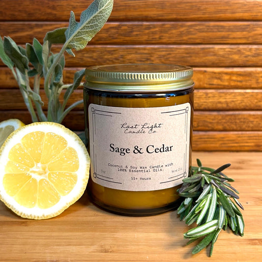 Sage & Cedar Essential Oil Aromatherapy Candle 9 oz